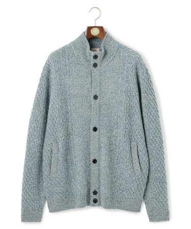 【KING SIZE】【Cash Lamb’s Wool】ハイネックケーブルカーディガンニット