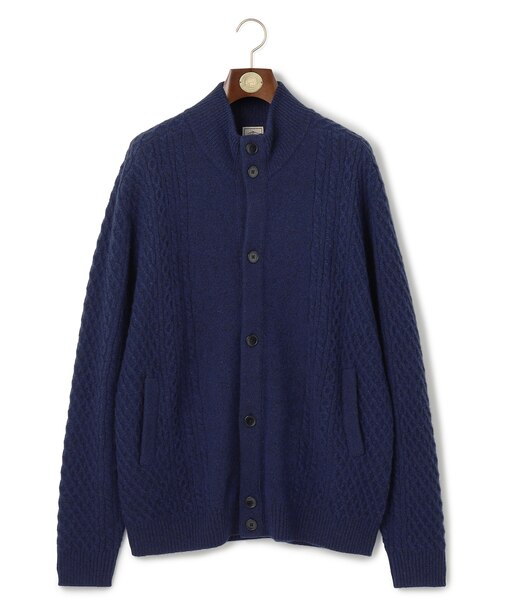 【KING SIZE】【Cash Lamb’s Wool】ハイネックケーブルカーディガンニット