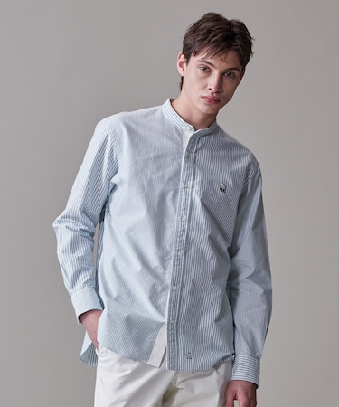 【IVY COLLECTION】【毎シーズン大好評】バックブル ロンストクレイジーパターン バンドカラーシャツ