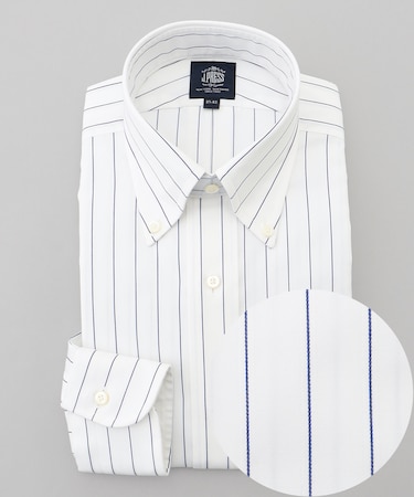 【PREMIUM PLEATS / 形態安定】スーピマコットンボールドストライプ ドレスシャツ / B.D.