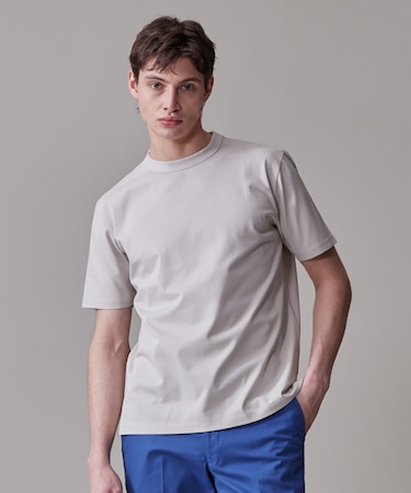 シルクのような光沢感の上品Tシャツ【UVカット / 接触冷感 / 吸水速乾】【J.PRESS PREMIUM JERSEY】ポンチクルーネック Tシャツ