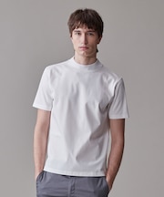 シルクのような光沢感の上品Tシャツ【UVカット / 接触冷感 / 吸水速乾】【J.PRESS PREMIUM JERSEY】ポンチモックネック Tシャツ
