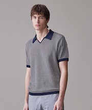 【HTBRID LINEN】スキッパーニット ポロシャツ