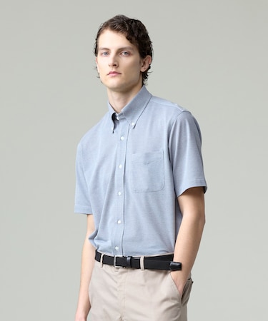 酷暑の清潔感もこれ一枚で【吸水速乾 / 抗菌防臭 / 防シワ】【J.PRESS OXFORD JERSEY】カノコインレイ半袖 シャツ / B.D.