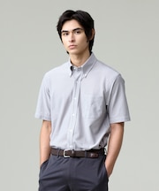 【吸水速乾 / 抗菌防臭 / 防シワ】【J.PRESS OXFORD JERSEY】カノコインレイマイクロストライプ 半袖シャツ / B.D.