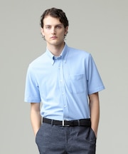 【吸水速乾 / 抗菌防臭 / 防シワ】【J.PRESS OXFORD JERSEY】カノコインレイマイクロストライプ 半袖シャツ / B.D.