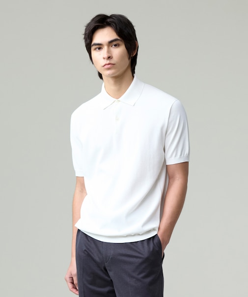 機能×縫製?快適な着心地 「高見え」ニットポロ【接触冷感 / 洗える】ホールガーメントニット ポロシャツ