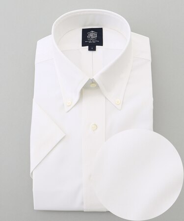 【PREMIUM PLEATS / 形態安定】ピンオックス 半袖シャツ / B.D.