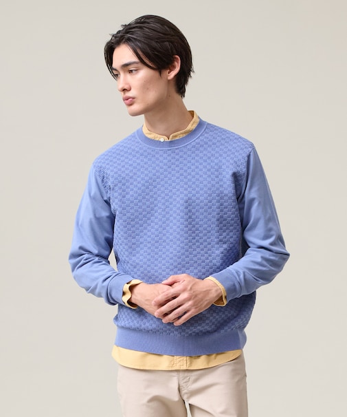 軽やかに着映える上質ベーシック【ストレッチ / イージーケア】【FLEX YARN】クルーネック ニット