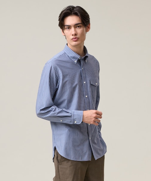 【KANEMASA JERSEY】ストライプボタンダウン シャツ