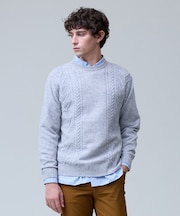 ウール×カシミヤの上質素材【Cash Lamb's Wool】ケーブルクルーネック ニット_25年モデル