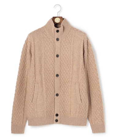 ウール×カシミヤの上質素材【Cash Lamb's Wool】ハイネックケーブル カーディガン_25年モデル