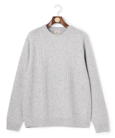 【KING SIZE】【Cash Lamb's Wool】ケーブルクルーネック ニット_25年モデル