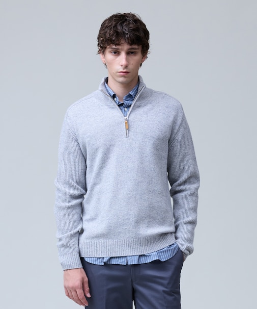 ウール×カシミヤの上質素材【Cash Lamb's Wool】ハーフジップ ニット_25年モデル