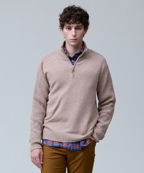 【Cash Lamb's Wool】ハーフジップ ニット_25年モデル