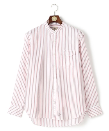 【WEB・一部店舗限定】ドビーマルチストライプ バンドカラーシャツ