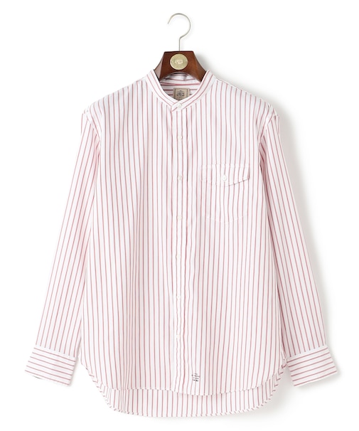 【WEB・一部店舗限定】ドビーマルチストライプ バンドカラーシャツ