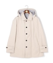 【オンオフ兼用 / ストレッチ / 撥水 / 洗える】トリコット3レイヤーバルマカンショートコート / フードデタッチャブル