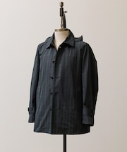 【オンオフ兼用 / ストレッチ / 撥水 / 洗える】トリコット3レイヤーバルマカンショートコート / フードデタッチャブル