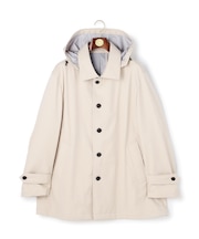 【KING SIZE】【オンオフ兼用 / ストレッチ / 撥水 / 洗える】トリコット3レイヤーバルマカンショートコート / フードデタッチャブル