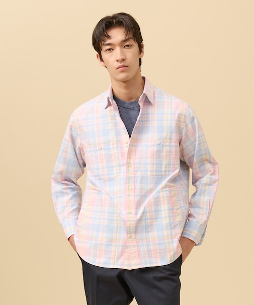 オックスフォードマルチカラーチェック シャツブルゾン