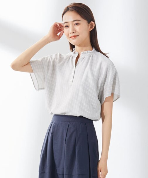 シアーストライプチェック カットソー