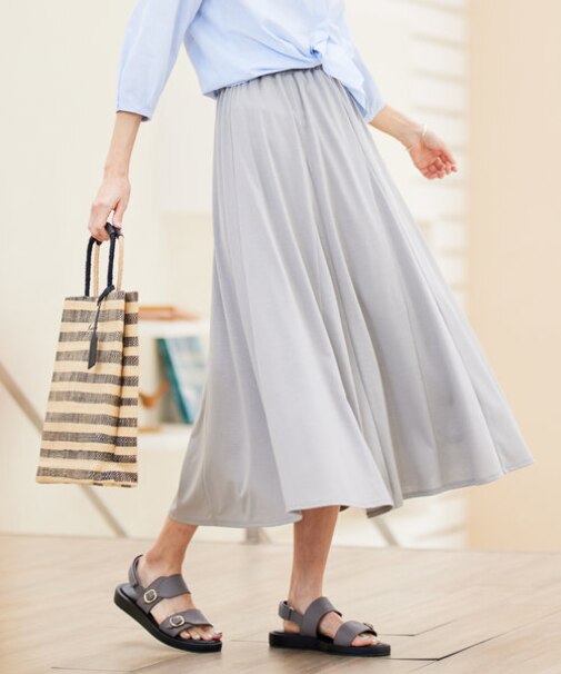 【洗える】ジャージー フレアースカート