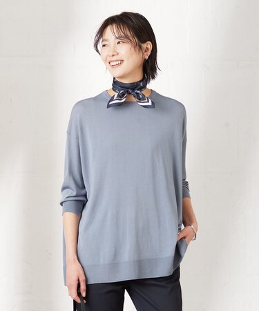 【洗える】 シルキーレーヨンストレッチ オーバーサイズ ニット