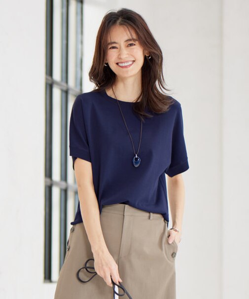 【洗える】 レーヨンエリートストレッチ ドルマン ニット Tシャツ