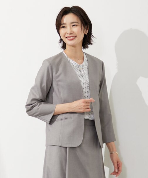 【セットアップ対応・洗える・UVケア・速乾】 OXIJEWELストレッチ ノーカラー ジャケット