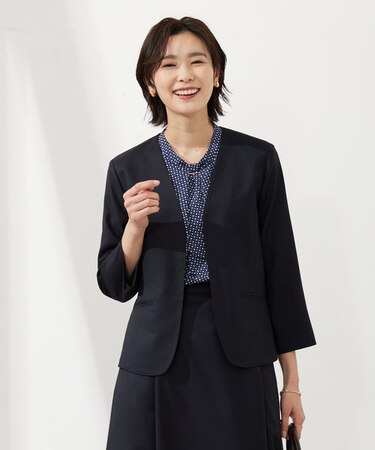 【セットアップ対応・洗える・UVケア・速乾】 OXIJEWELストレッチ ノーカラー ジャケット