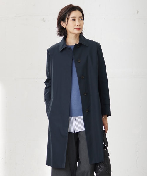 美品✨ジェイプレス　ステンカラーコート　ツートン　ボンディング素材　Lサイズ ジェイ・プレス/レディースのステンカラーコートの通販｜&mall