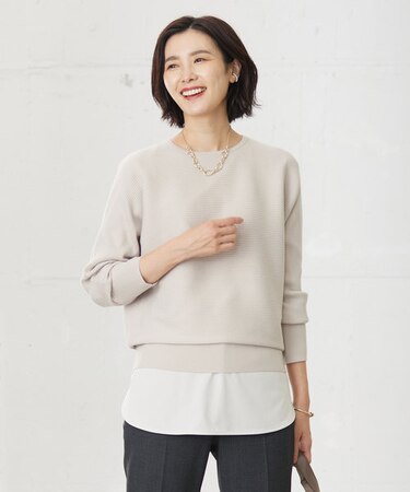 【洗える】VIS/PE RIB ドルマンスリーブ ニット