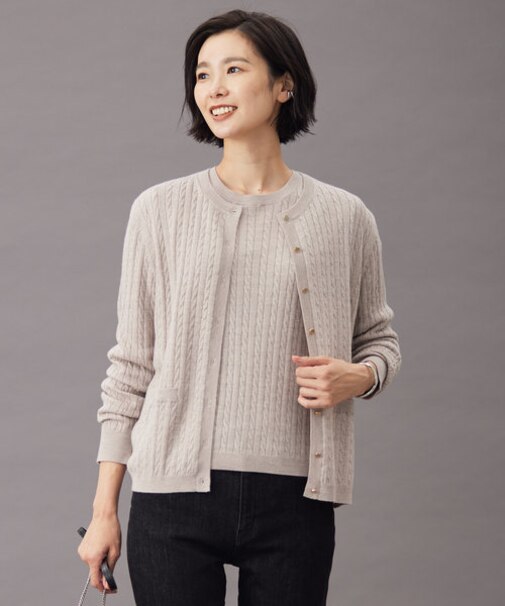 【洗える】KNIT BASIC クルーネック カーディガン