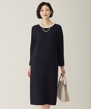 【WEB限定カラーあり・洗える】TRIM RAYON STRETCH ニット ワンピース