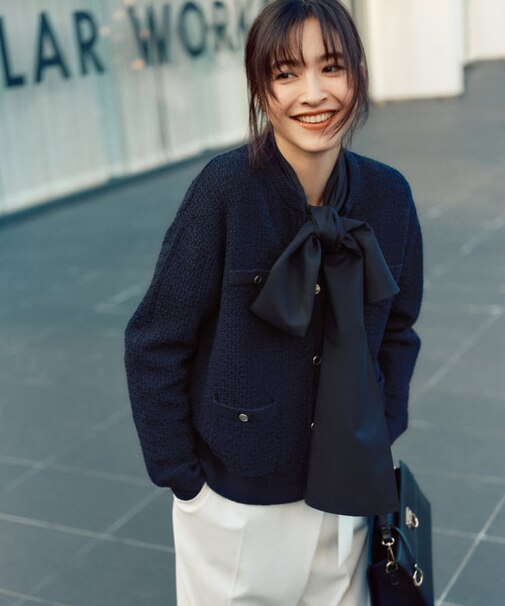 【洗える】DAILY TWEED ニット アウター