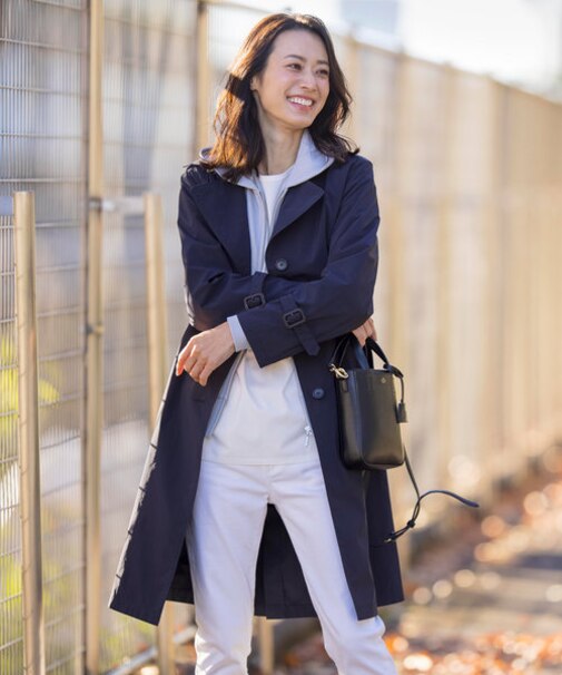 【洗える・撥水】Reポリアーティローザ シングル トレンチコート