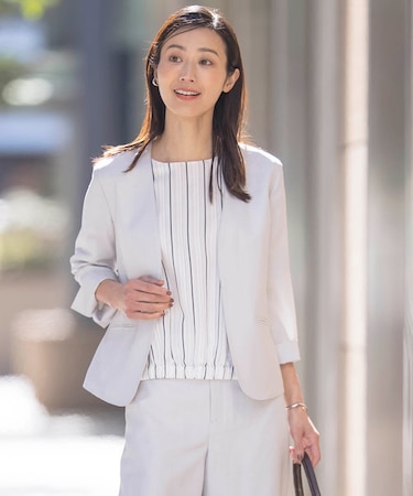 【セットアップ対応・洗える・UVケア・速乾】 OXIJEWELストレッチ ノーカラー ジャケット