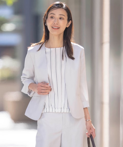 【セットアップ対応・洗える・UVケア・速乾】 OXIJEWELストレッチ ノーカラー ジャケット