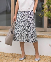 【洗える】ボタニカルプリント スカート