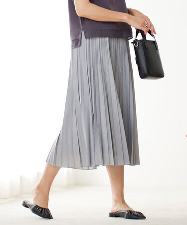 【洗える】50Sブロード プリーツ スカート