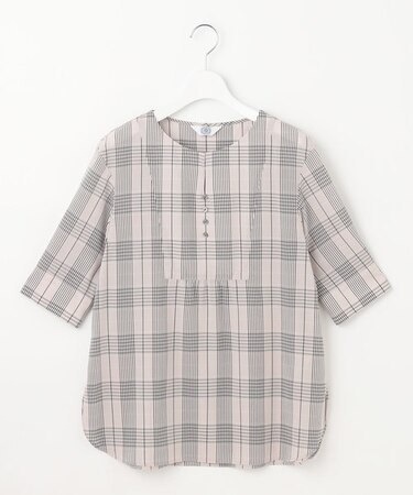 【洗える】ドライタッチドビーチェック ブラウス