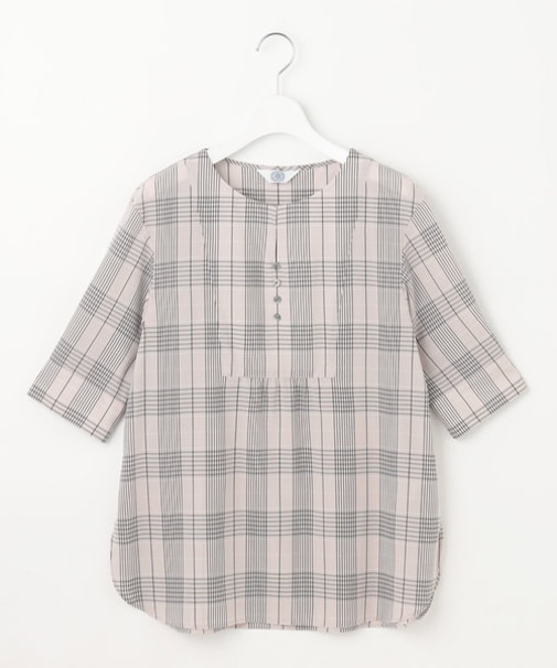 【洗える】ドライタッチドビーチェック ブラウス