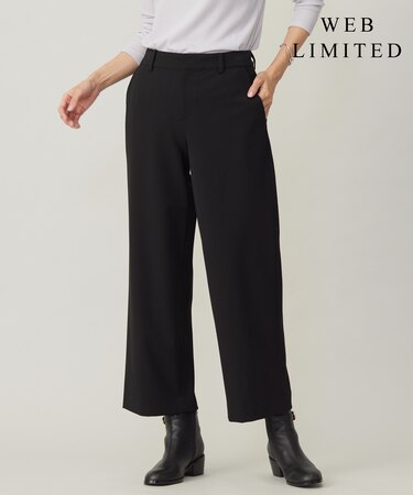 【WEB限定カラーあり・洗える】T/Rアルガンシルク ワイド パンツ