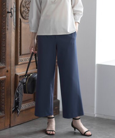 【WEB限定カラーあり・洗える】T/Rアルガンシルク ワイド パンツ