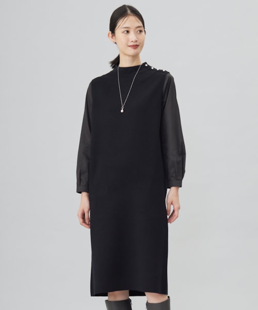 【洗える】CLOTH COMBI KNIT ワンピース