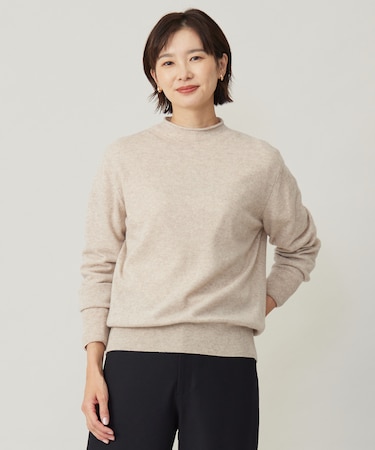 【洗える】CASHMERE BLEND スタンドカラー ニット