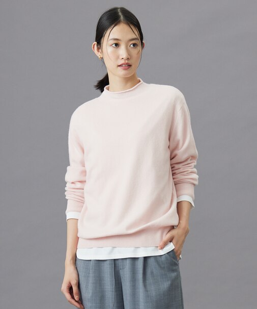 【洗える】CASHMERE BLEND スタンドカラー ニット