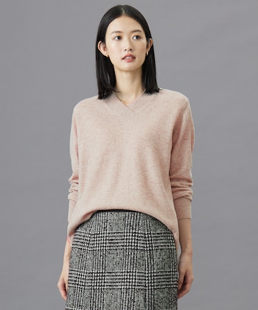 【洗える】CASHMERE BLEND Vネック プルオーバーニット