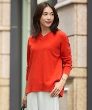 【洗える】CASHMERE BLEND Vネック プルオーバーニット